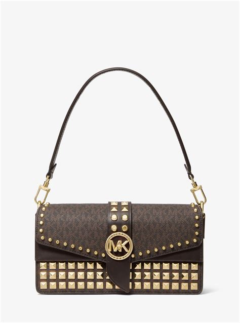 michael kors greenwich studded bag|greenwich medium logo shoulder bag.